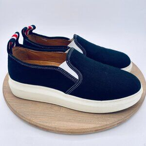 Veronica Beard Shoes Womens 8 Black Fabric Leather Platform Sneakers